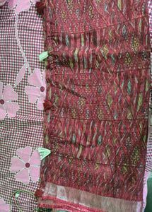 Maroon Printed  Blend Saree
