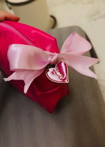 ysl Pink Cosmetic Pouch with Bow Detail