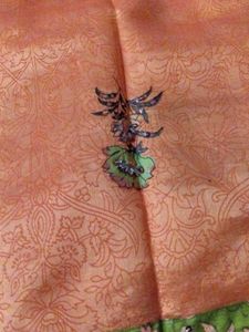 Elegant Orange Saree with Floral Print