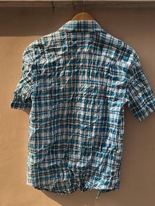 Men's Blue Plaid Short Sleeve Shirt