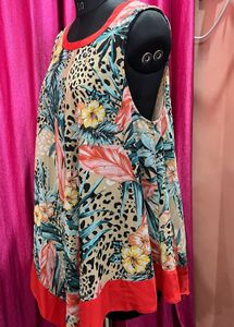 Vibrant Tropical Print Tunic Top