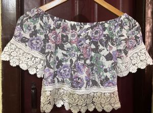 Off-Shoulder Floral Lace Top