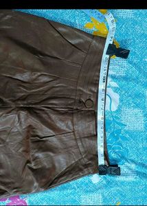Brown Faux Leather Shorts