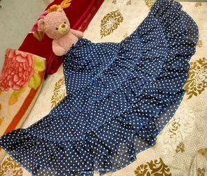 Navy Polka Dot Ruffle Skirt