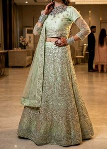Mint Green Embroidered Lehenga