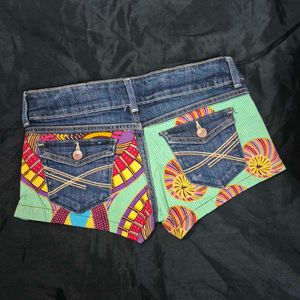 low waist Unique Patchwork Denim Shorts y2k