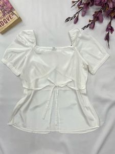Chic White Puff Sleeve Blouse with Bows