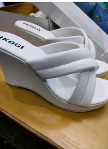 Stylish White Wedge Sandals