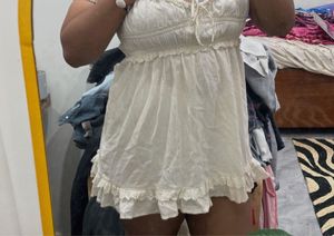 Cream Cottagecore Mini Dress