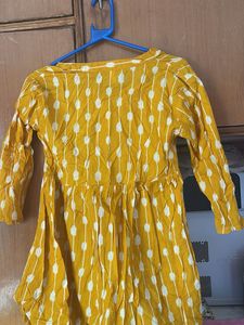 Mustard Yellow Printed Kurti