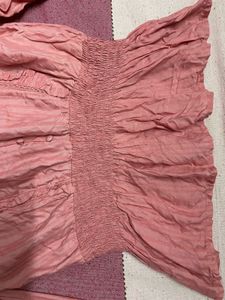 Pink Smocked Peplum Blouse