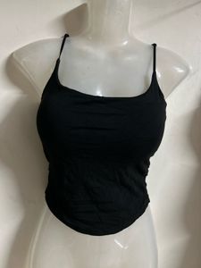 Chic Black Spaghetti Strap Crop Top