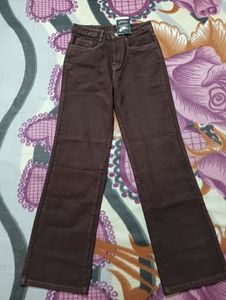 Brown Wide Leg Jeans High-rise