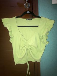 Green Ruched Crop Top
