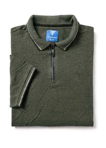 Men's Green Zip Neck Polo Shirt