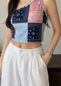 NUON Y2K Patchwork One Shoulder Crop Top (M)