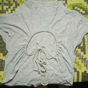 Grey Ribbed Mock Neck Top