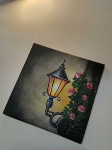 Vintage Lamp &amp; Roses Canvas Art