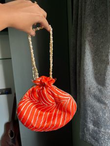 Elegant Orange Potli Bag