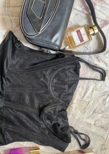 Sparkly Black Bralette Top