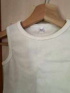 White Ribbed Tank Top
