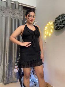 Chic Black Ruffle Mini Dress