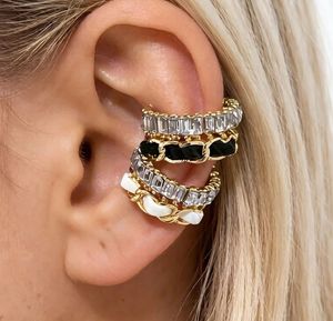 Chic Ear Cuff with Black &amp; White Stones