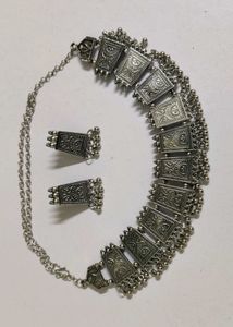Oxidised Silver Necklace and Earring Set
