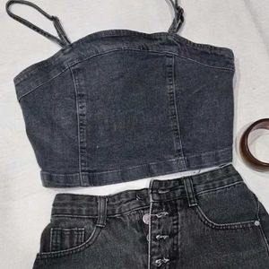 denim cropped top