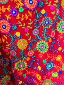 Vibrant Embroidered Red Ethnic Skirt