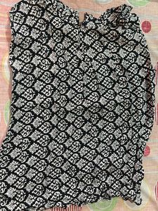 Black &amp; White Printed Kurta