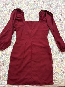 Square Neck Lantern Long Sleeve Mini dress
