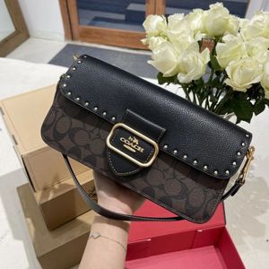 Coach Studded Monogram Shoulder Bag