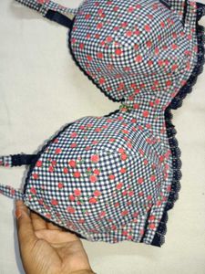 Cute Gingham &amp; Cherry Print Bra