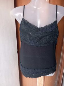 M&amp;Co Black Lace Trim Camisole Top