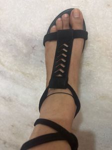 Black Lace-Up Gladiator Sandals