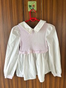 Cute Pink &amp; White Peplum Top