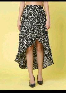 Floral Print High-Low Skirt