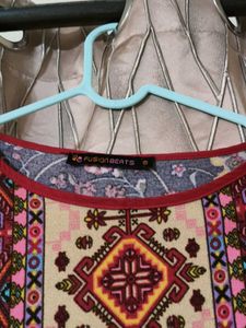 Patterned Ethnic woolen kurti with trouser