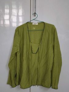 Lime Green Textured Kurta