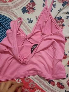 Cute Pink Spaghetti Strap Crop Top