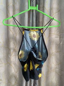 Sunflower &amp; Butterfly Print Crop Top