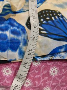 Blue Butterfly Print V-Neck Dress