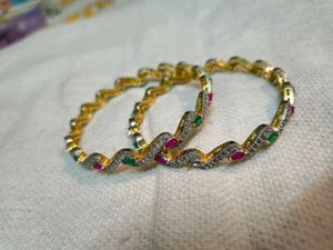 Gold plated stone bangles sets ✨️
