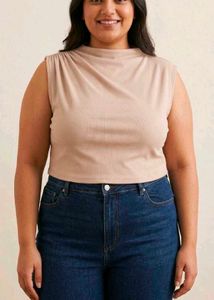 Chic Sleeveless Ruched Neck Top