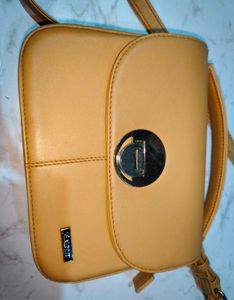 Tan Crossbody Exotic Bag with Silver Clasp