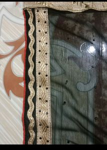 Black Colour Zardozi Work Party Wear Saree With Be