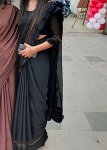 Black Party Wear Georgette Saree With Blouse