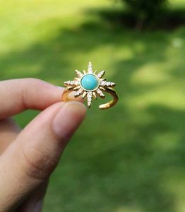 Gold Sunburst Turquoise Ring
