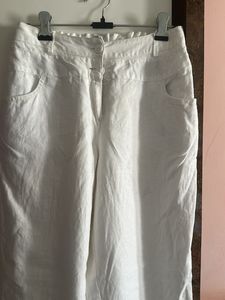 Classic White Linen Wide Leg Pants